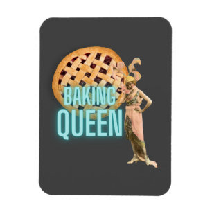 Vintage Baking Queen on Gray Flex Magnet