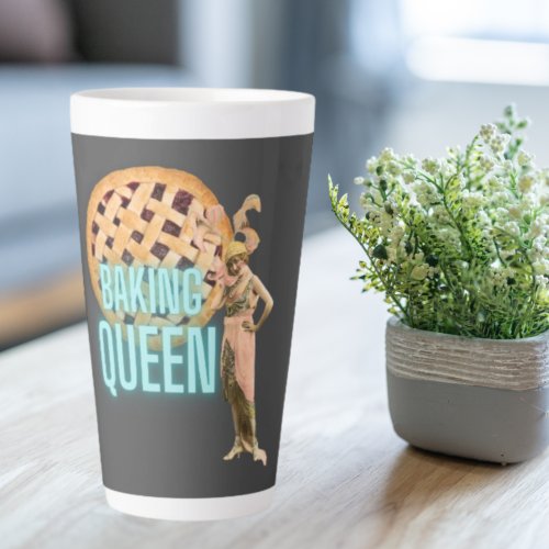 Vintage Baking Queen on Gray  Latte Mug