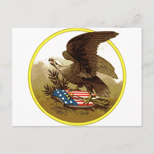 Vintage bald eagle and shield postcard