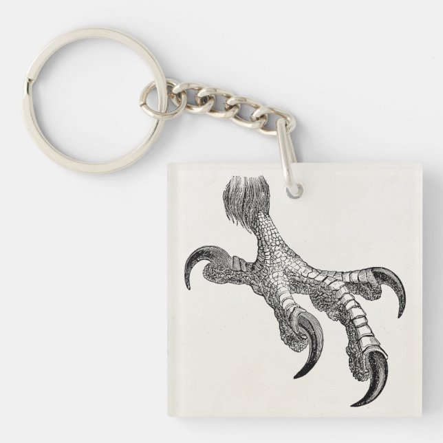 Vintage Bald Eagle Claw Personalized Bird Claws Keychain (Front)
