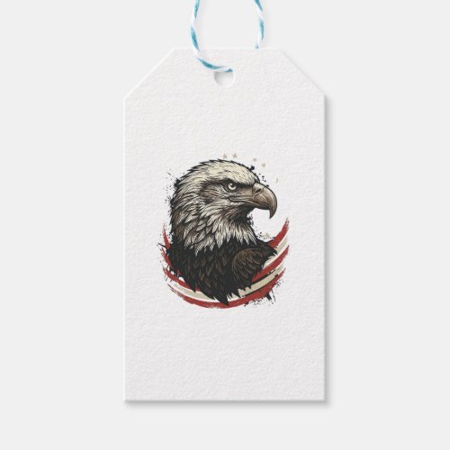 Vintage Bald Eagle Patriotic Engraving Shirt Desig Gift Tags