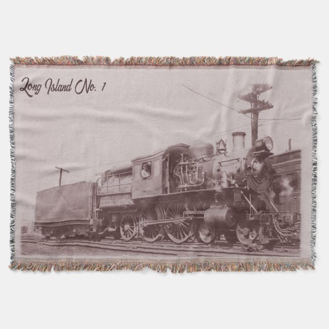 Vintage Baldwin Locomotive Throw Blanket (Front)