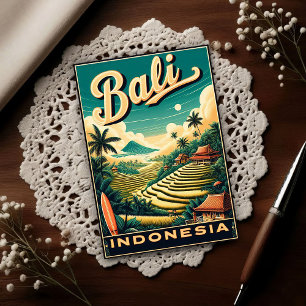 Vintage Bali, Indonesia Travel  Postcard