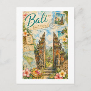 Vintage Bali Island Magic Indonesia Travel Postcard