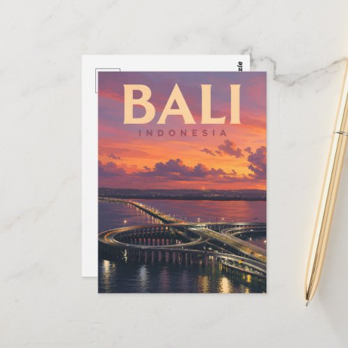 Vintage Bali Postcard – Bali Mandara Toll Road