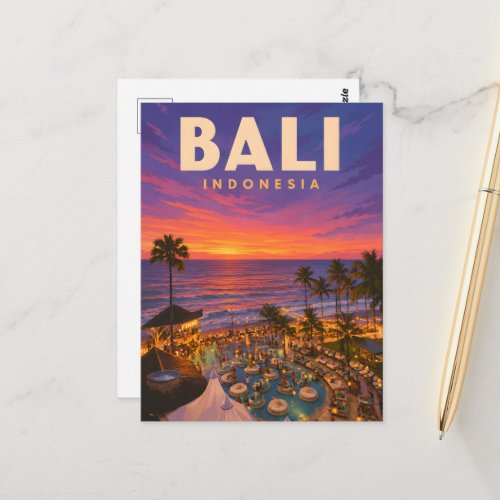 Vintage Bali Postcard – FINNS Beach Club Sunset