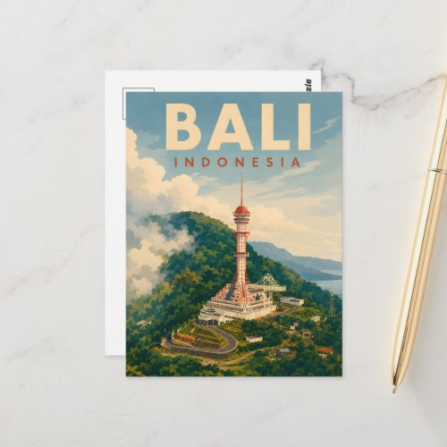Vintage Bali Postcard - Turyapada Tower