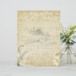 Vintage ballerina and swan