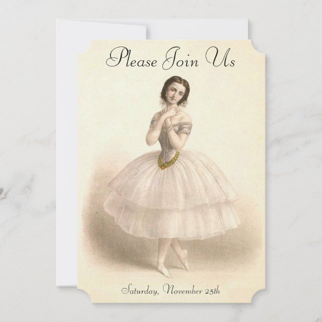 Vintage Ballerina Dancing Ballet Dance Recital Invitation (Front)