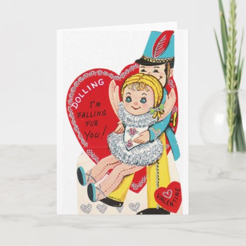 Vintage Ballerina Doll Valentines Day Card