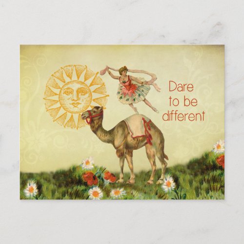 Vintage Ballerina Flowers and Camel Collage Postcard
