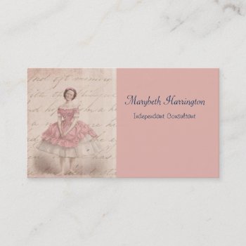Vintage Ballerina Girl In A Pink Tutu Business Card by Mirribug at Zazzle