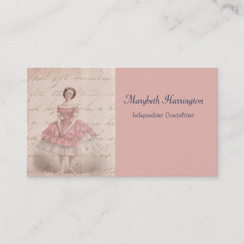 Vintage Ballerina Girl in a Pink Tutu Business Card