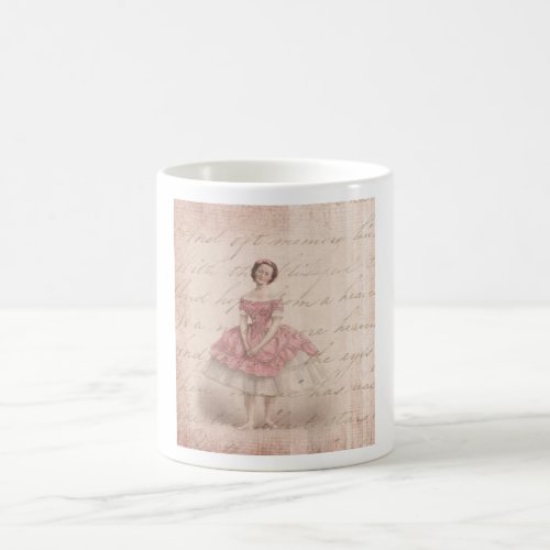 Vintage Ballerina Girl in a Pink Tutu Coffee Mug