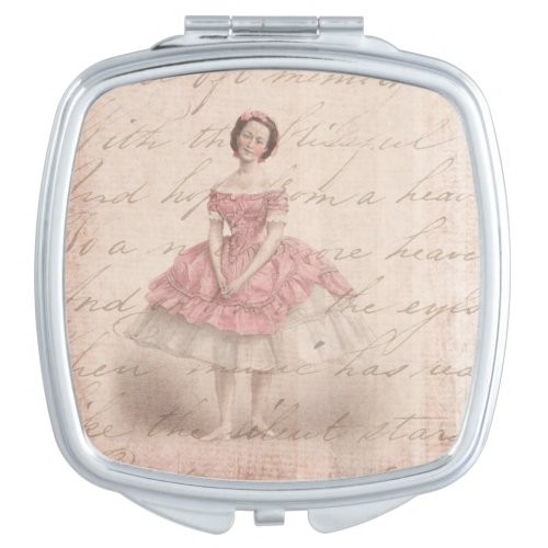 Vintage Ballerina Girl in a Pink Tutu Makeup Mirror