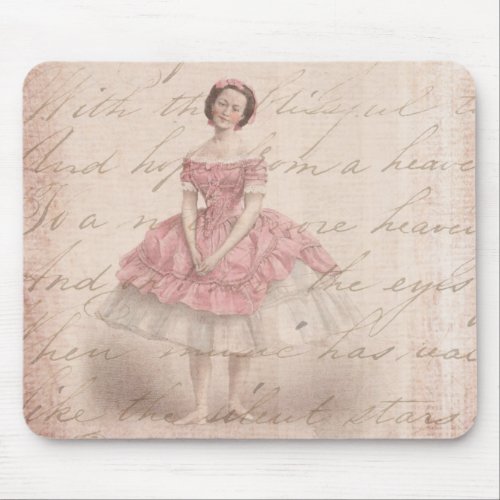 Vintage Ballerina Girl in a Pink Tutu Mouse Pad