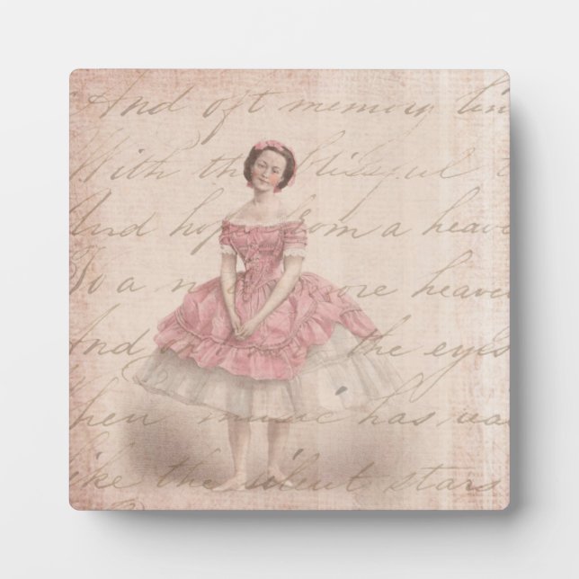 Vintage Ballerina Girl in a Pink Tutu Plaque (Front)