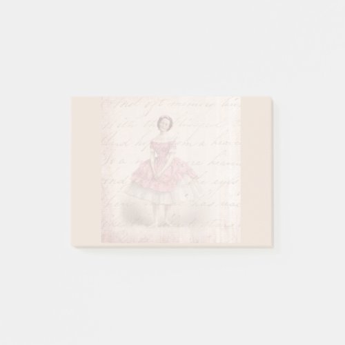 Vintage Ballerina Girl in a Pink Tutu Post_it Notes