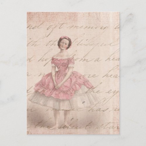 Vintage Ballerina Girl in a Pink Tutu Postcard