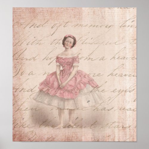 Vintage Ballerina Girl in a Pink Tutu Poster