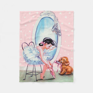 Vintage Ballerina Image Fleece Throw
