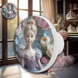 Vintage Ballerina Pastel Floral Porcelain Doll Ceramic Knob