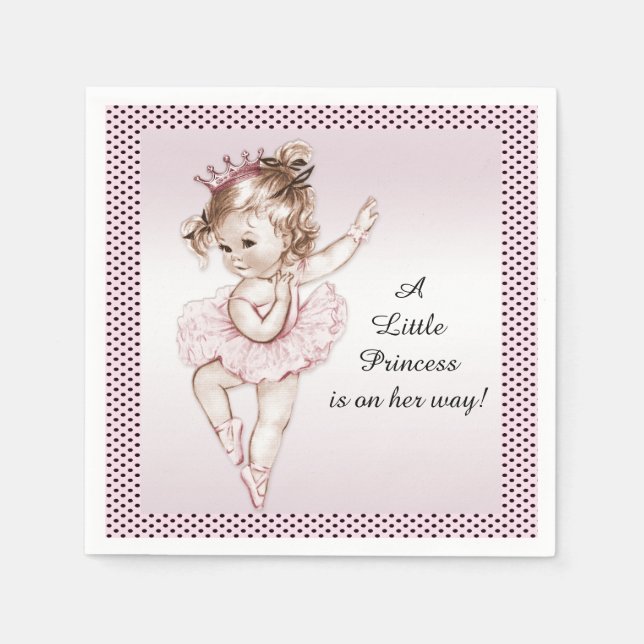 Vintage Ballerina Princess Baby Shower Napkins (Front)