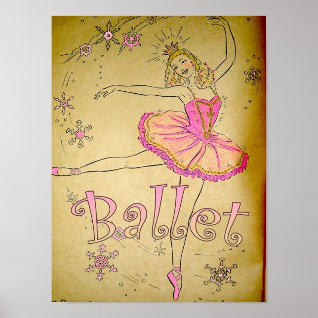 Vintage Ballerina Wall Poster (Front)