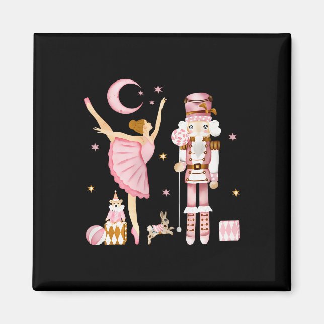 Vintage Ballet Nutcracker Christmas Pink Xmas Wome Magnet (Front)