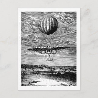 Vintage Balloon Balloonist with Parachute Postcard