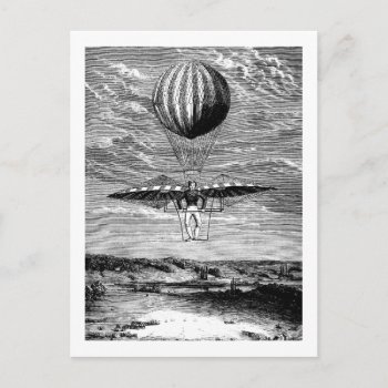 Vintage Balloon Balloonist With Parachute Postcard by TimeArchive at Zazzle