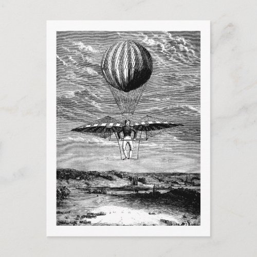 Vintage Balloon Balloonist with Parachute Postcard