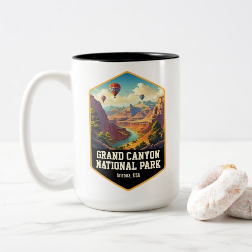 Vintage Balloon Trips Grand Canyon National Park Two_Tone Coffee Mug