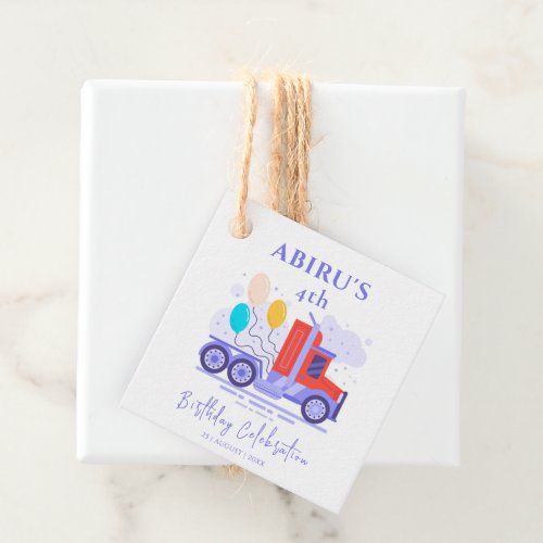 Vintage Balloon Truck Birthday Party  Favor Tags