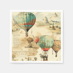 Vintage Balloon Wilderness Map Mountain Napkins