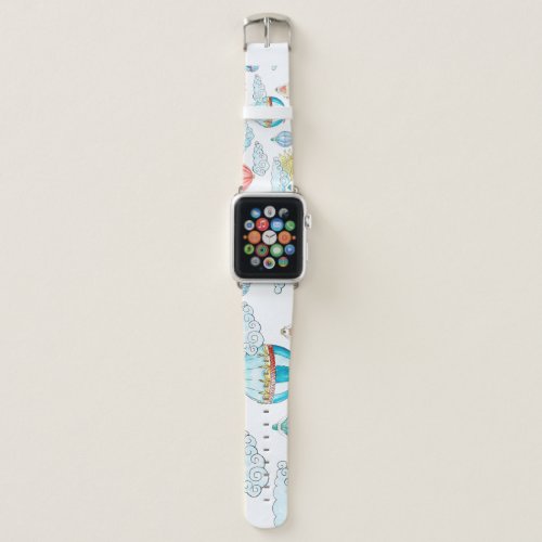 Vintage Balloons Whimsical Watercolor Seamless Apple Watch Band