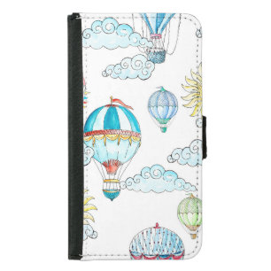 Vintage Balloons: Whimsical Watercolor Seamless. Samsung Galaxy S5 Wallet Case