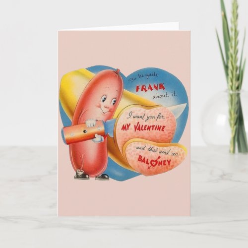 Vintage Baloney Valentines Day Greeting Card