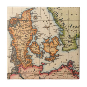 Vintage Baltic Map of Denmark & Swedish Straits Ceramic Tile