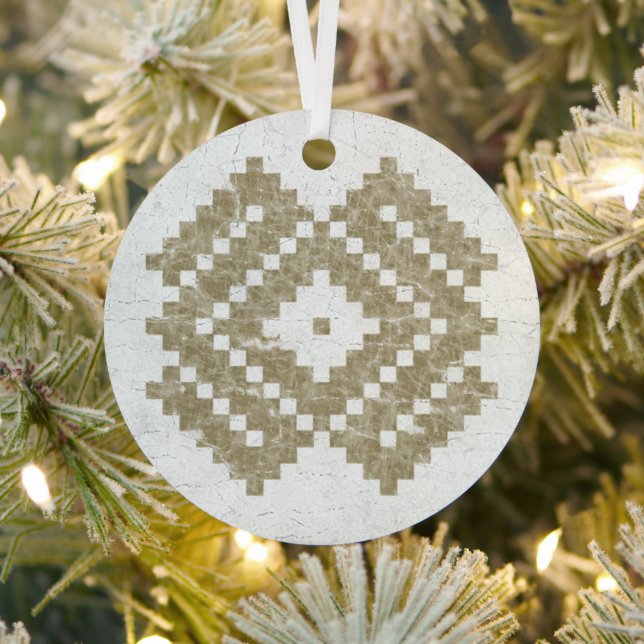 Vintage Baltic Pattern Panevala Metal Ornament (Insitu)