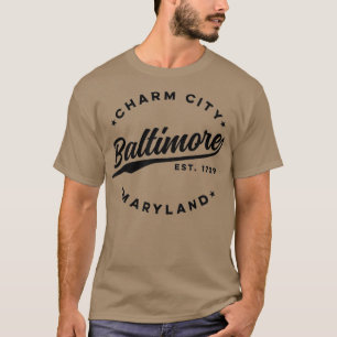 Vintage Baltimore Charm City Maryland Black Text T-Shirt