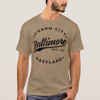 Vintage Baltimore Charm City Maryland Black Text T-Shirt