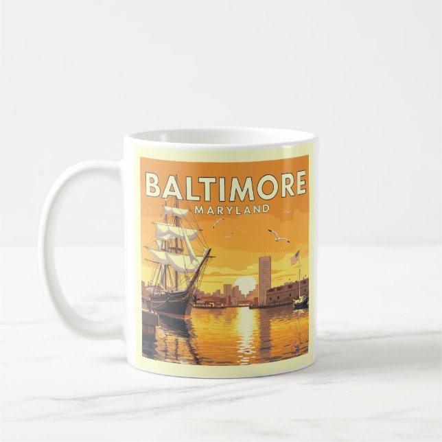 Vintage Baltimore Maryland Coffee Mug (Left)
