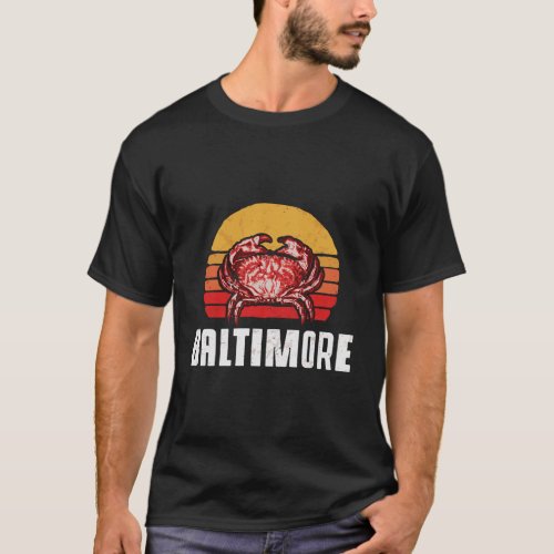 Vintage Baltimore Maryland Crab Sun Distressed T_Shirt
