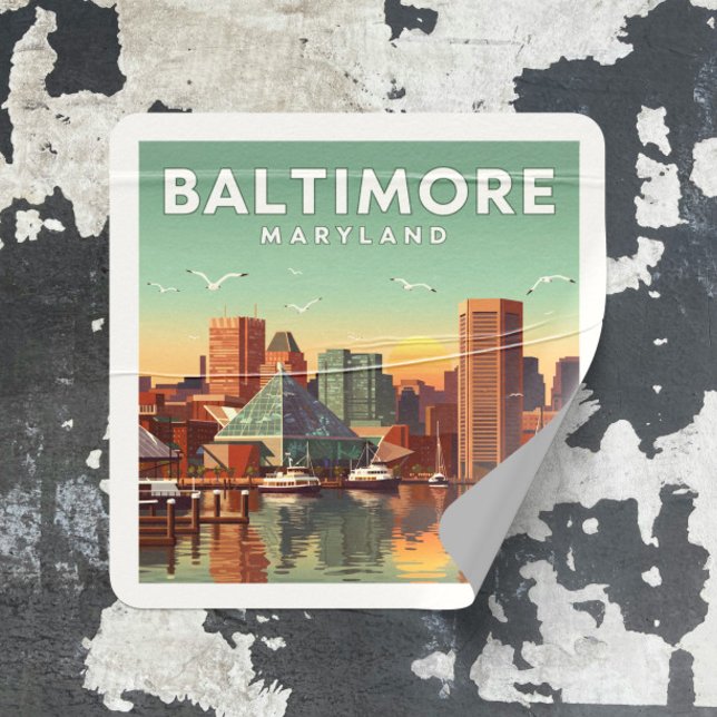 Vintage Baltimore Maryland Square Sticker (Creator Uploaded)