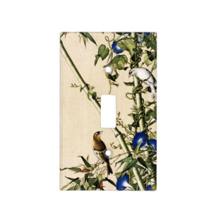 Vintage Bamboo and Blue Morning Glory Art Light Switch Cover