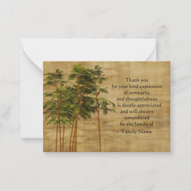Vintage Bamboo Leaves Thank You Card (Front)