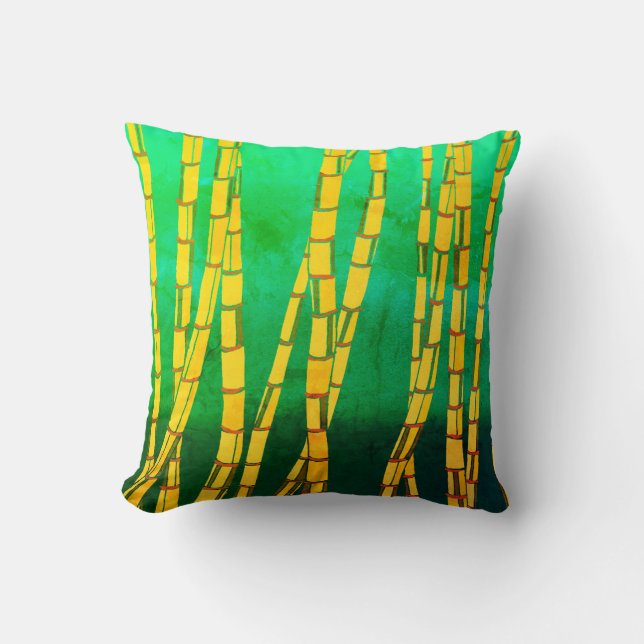Vintage Bamboo Throw Pillow (Front)