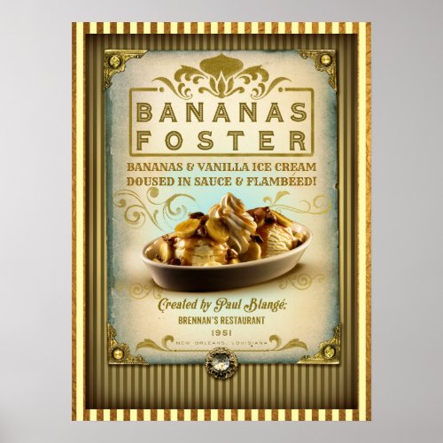 Vintage Banana Foster New Orleans Sign