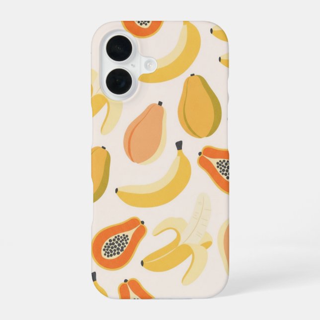 Vintage Banana & Papaya Pattern iPhone Case (Back)